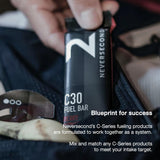 Barrita Neversecond C30 para correr en carreras, opción práctica y rápida de energía.