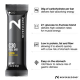 Neversecond C30 Fuel Bar 30 g de carbohidratos de absorción rápida para rendimiento