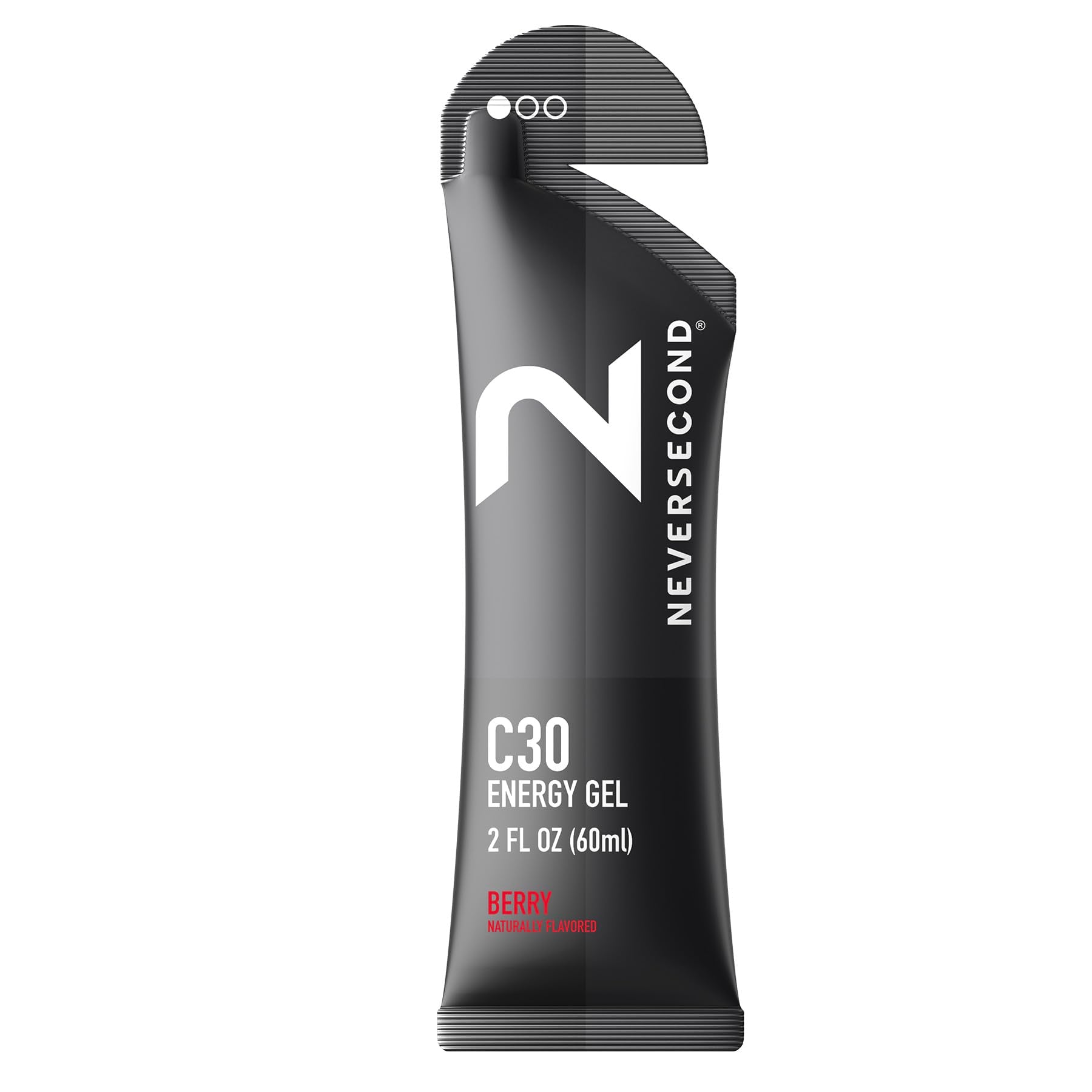 Neversecond C30 gel energético sabor frambuesa en paquete para entrenamiento