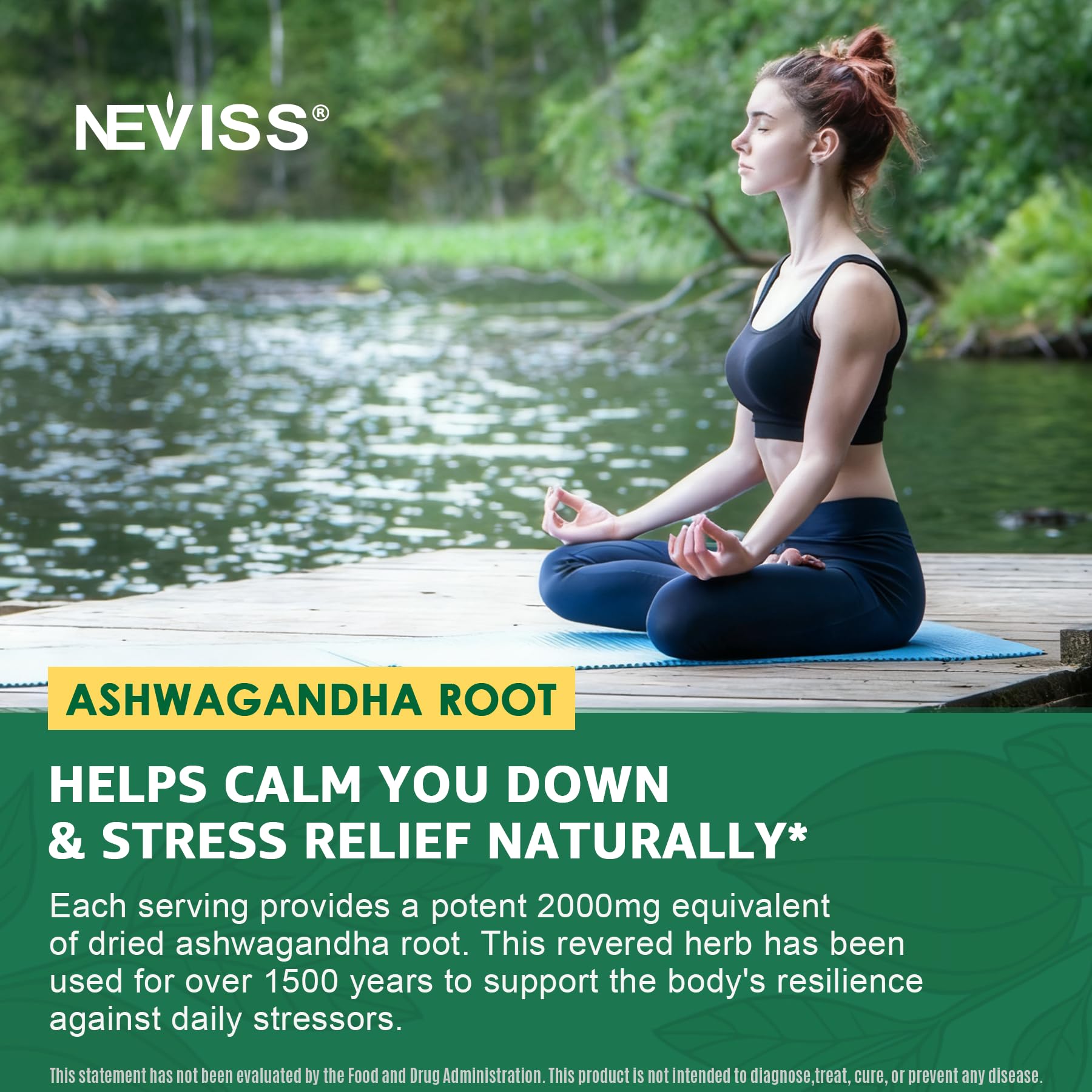 NEVISS Ashwagandha Gummies con 5-HTP para equilibrio emocional.