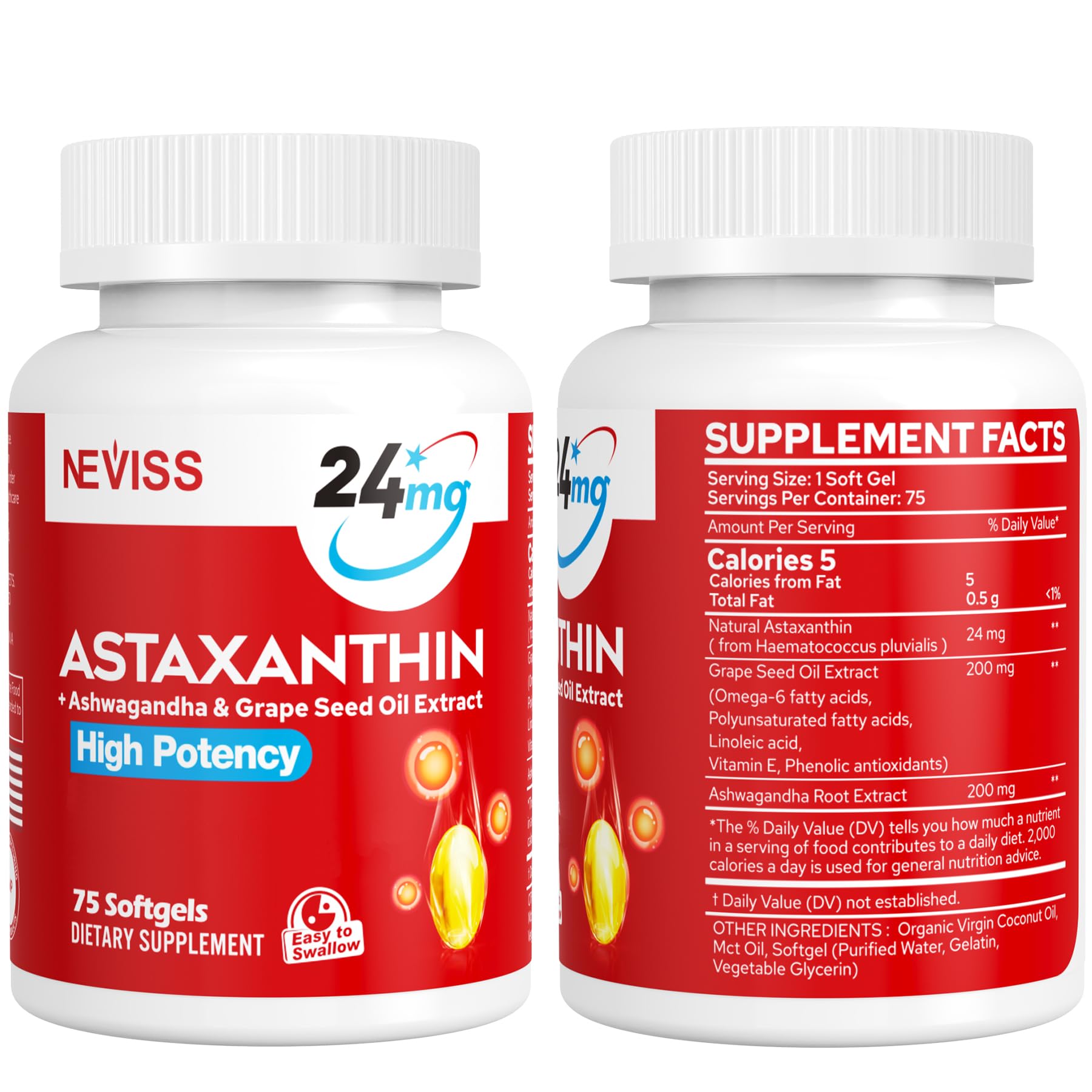 NEVISS Astaxantina 5 meses de suministro: 150 cápsulas suaves