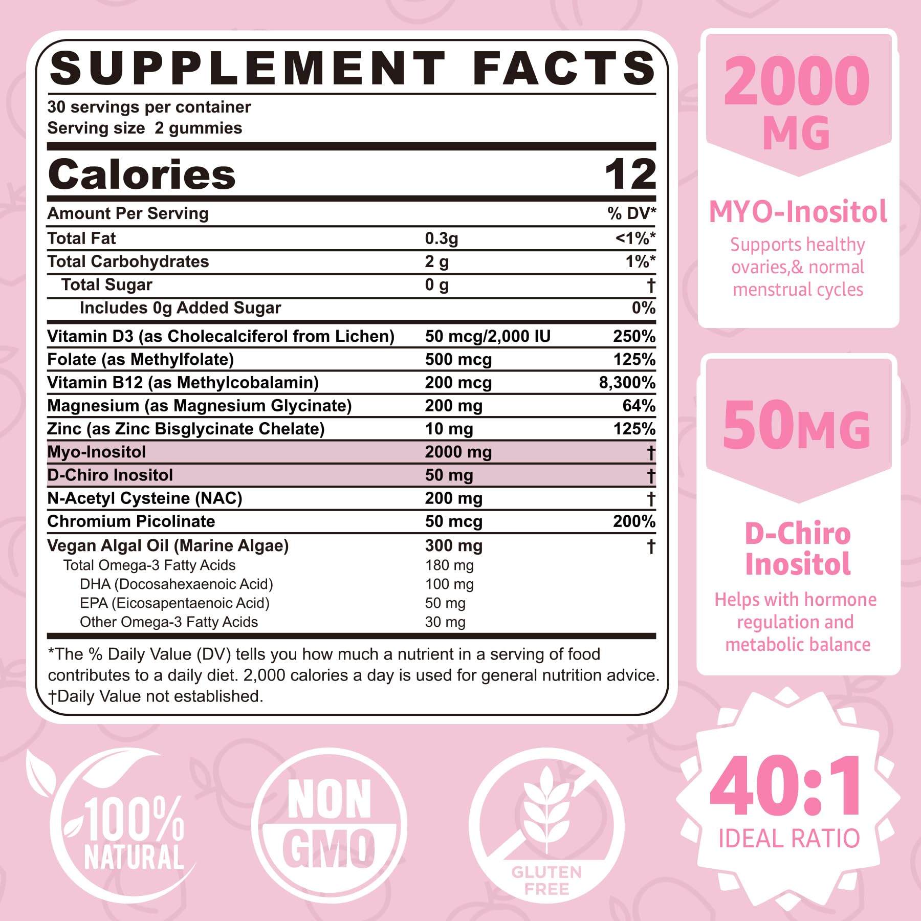 NEVISS Gomitas D-Chiro-Inositol con Omega-3 vegetal para alimentación equilibrada.