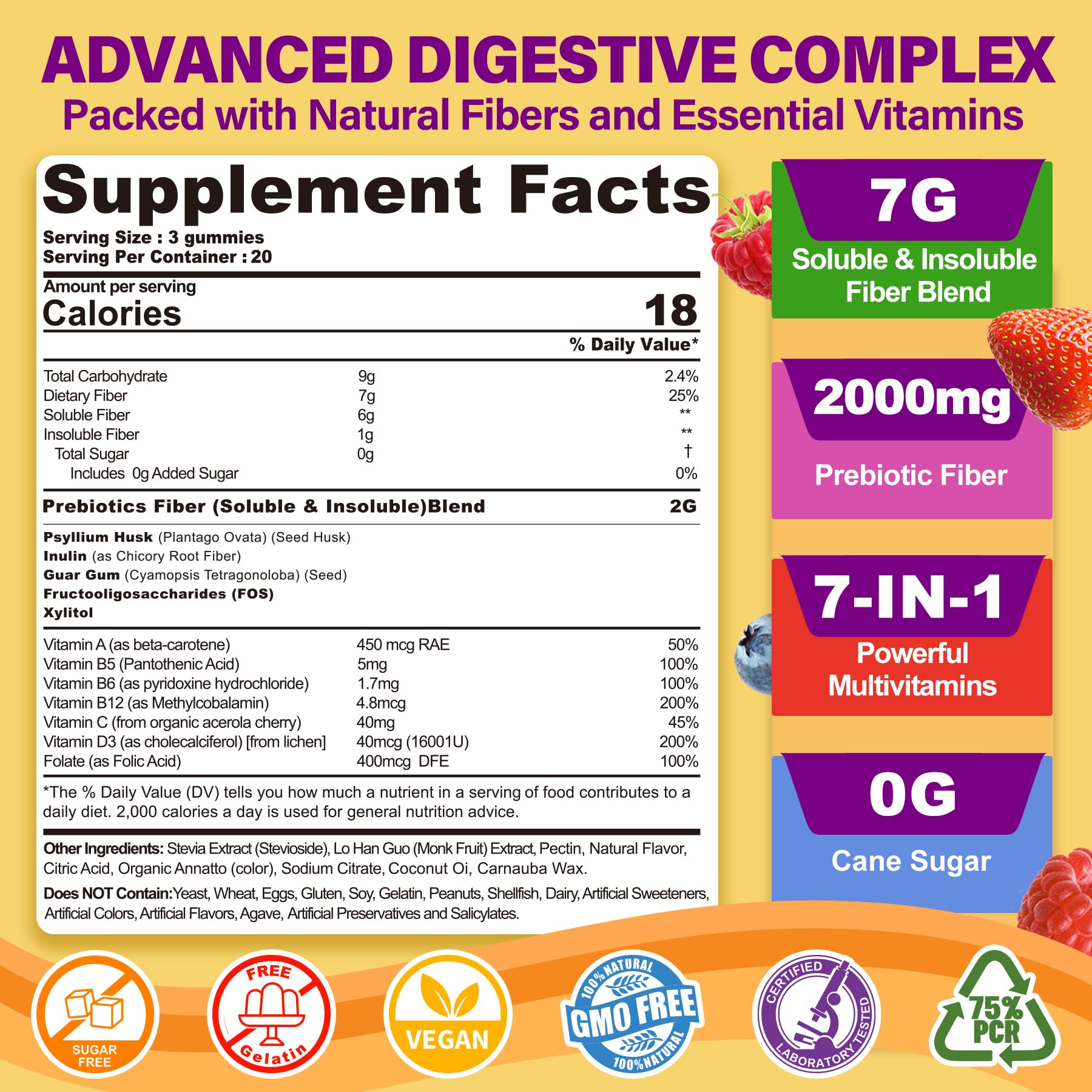 NEVISS gomitas con fibras solubles e insolubles para equilibrio intestinal diario