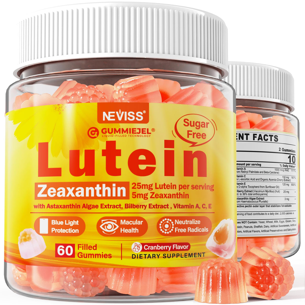 NEVISS gomitas luteína-zeaxantina 25mg para apoyo visual diario