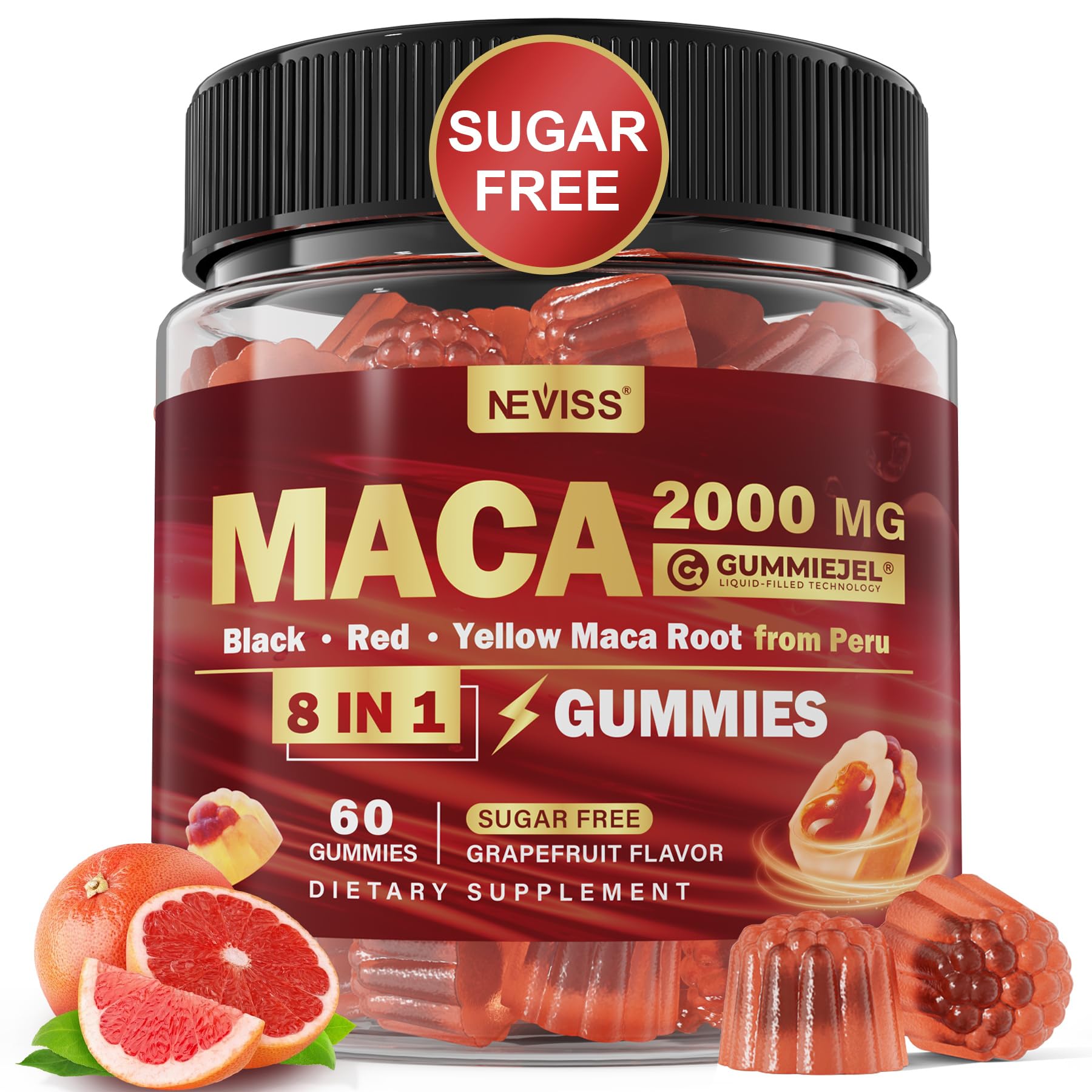 NEVISS gominolas de maca rellenas en bote para bienestar diario
