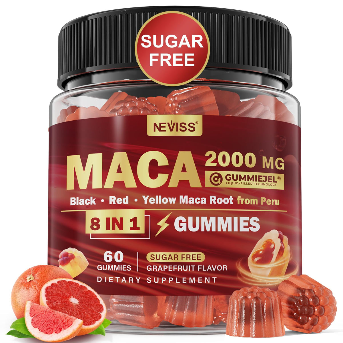 NEVISS gominolas de maca rellenas en bote para bienestar diario