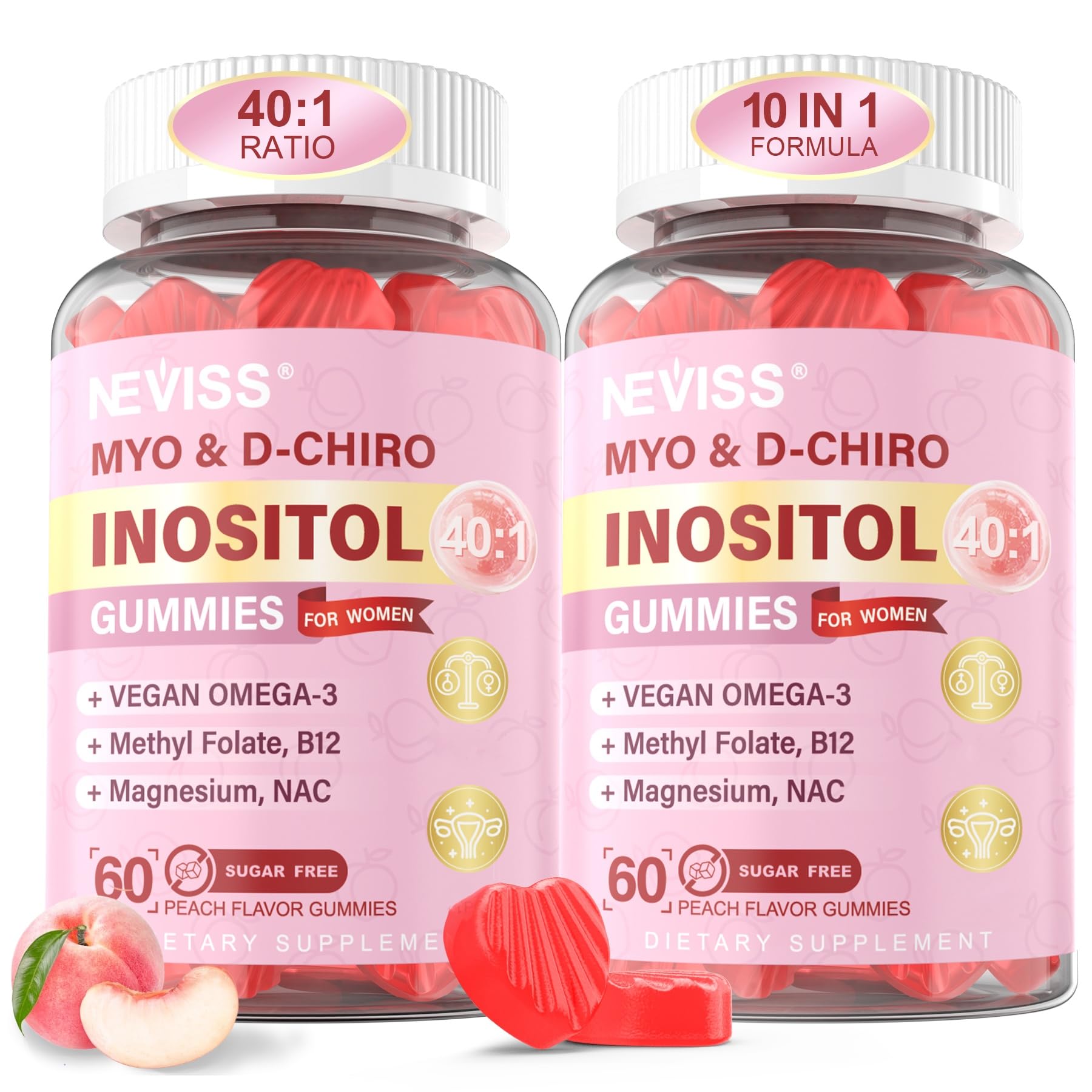 NEVISS Gomitas Myo-Inositol 40:1, apoyo al bienestar femenino y equilibrio general.