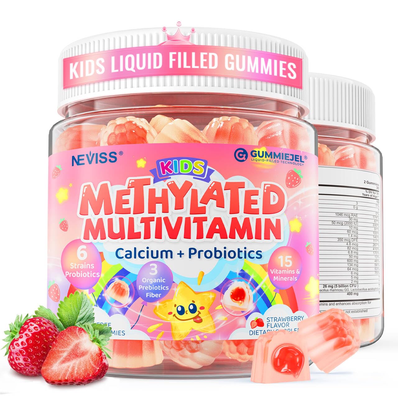 NEVISS Kids Multivitamin Gummies, caja, apoyo nutricional diario para niños.