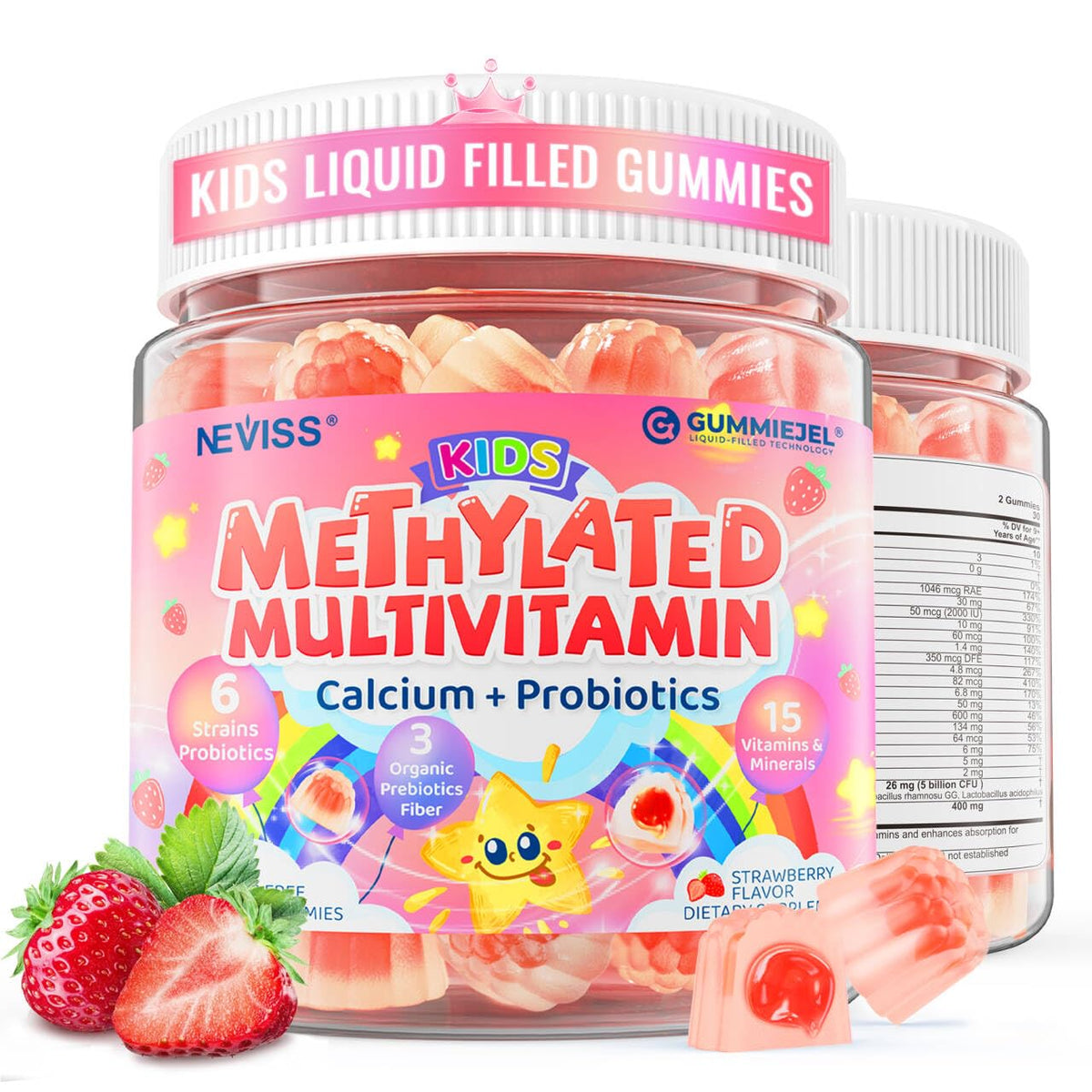 NEVISS Kids Multivitamin Gummies, caja, apoyo nutricional diario para niños.