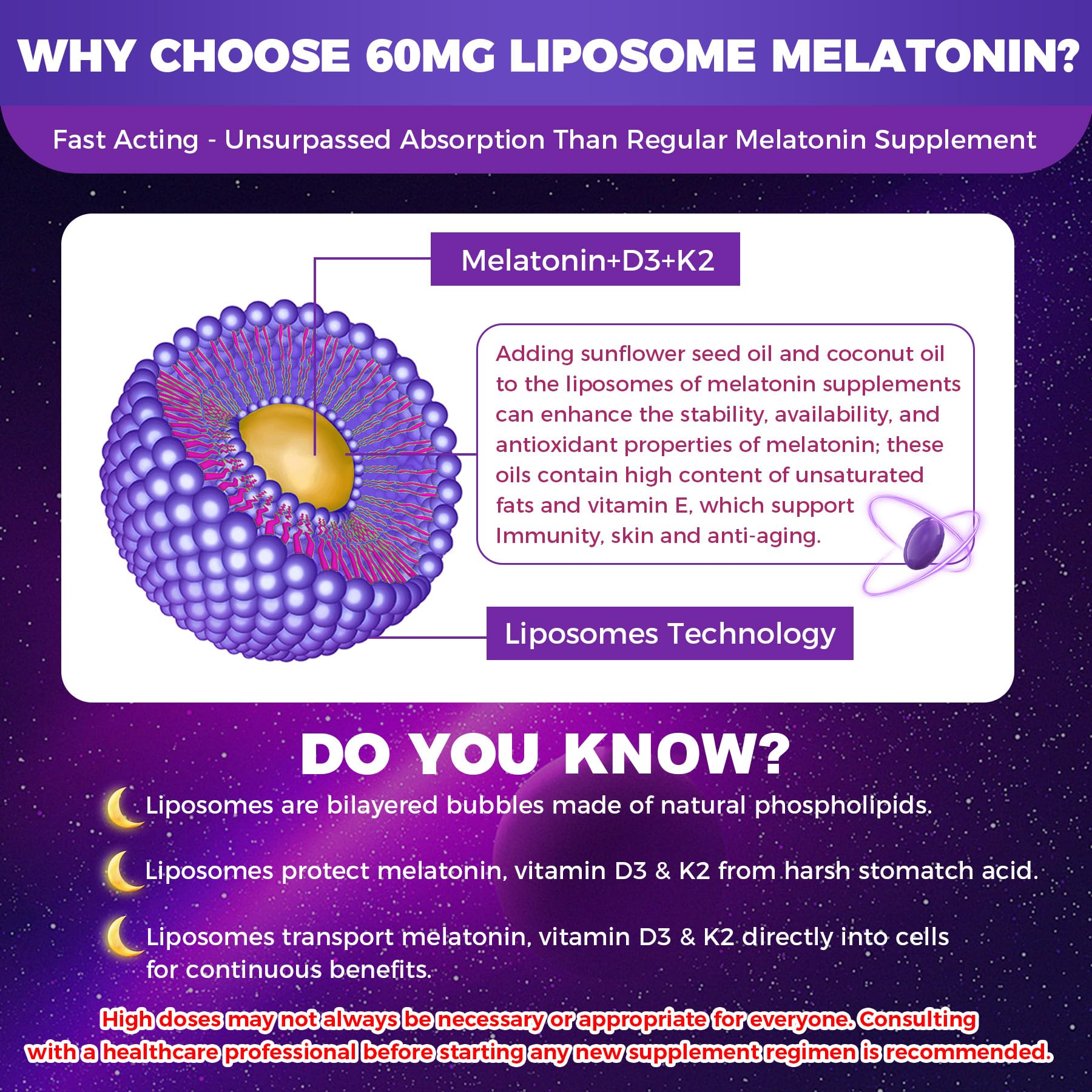 NEVISS Melatonina 60mg - cápsulas blandas liposomales: mejor absorción.