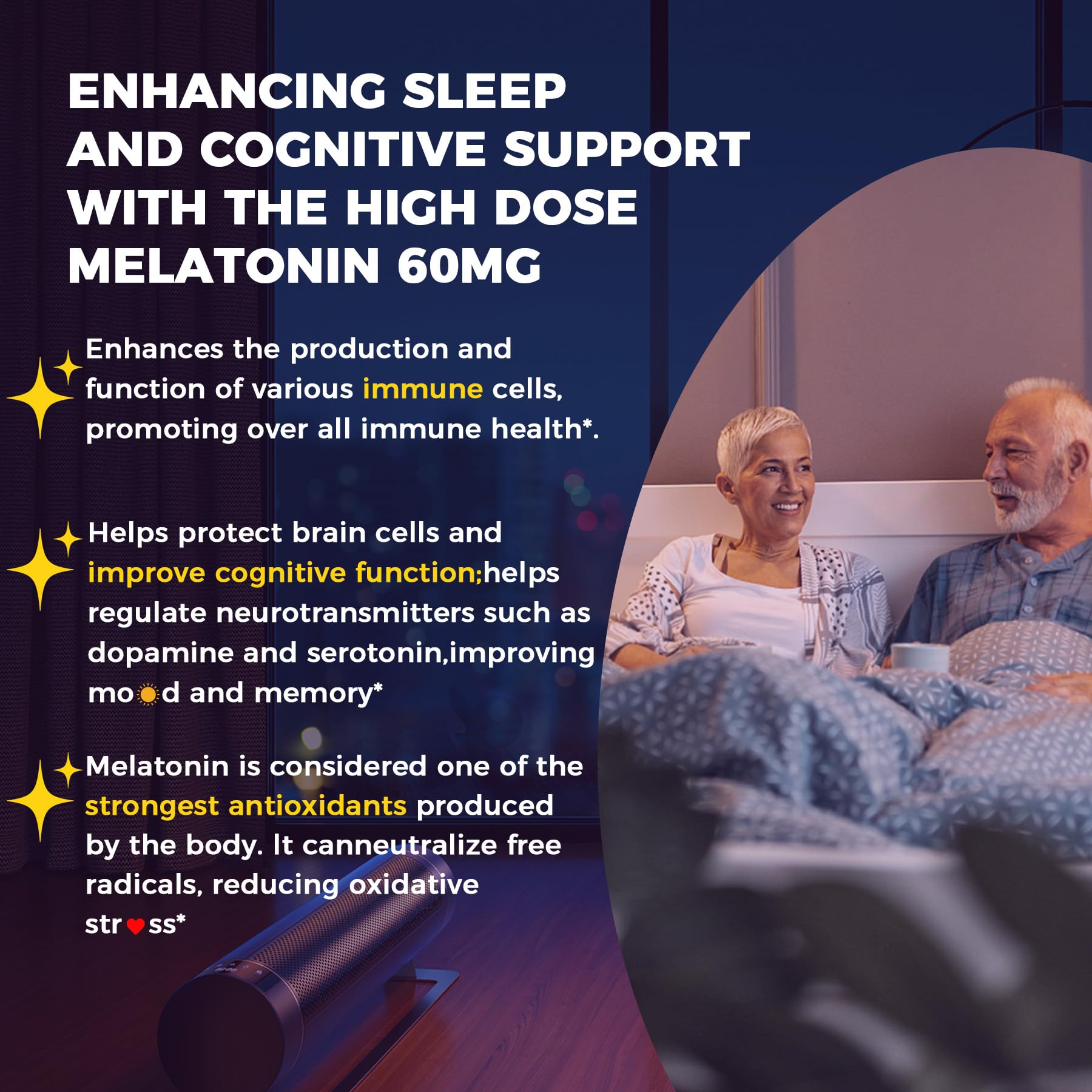 NEVISS Melatonina 60mg - dosis nocturna: uso suave antes de dormir.