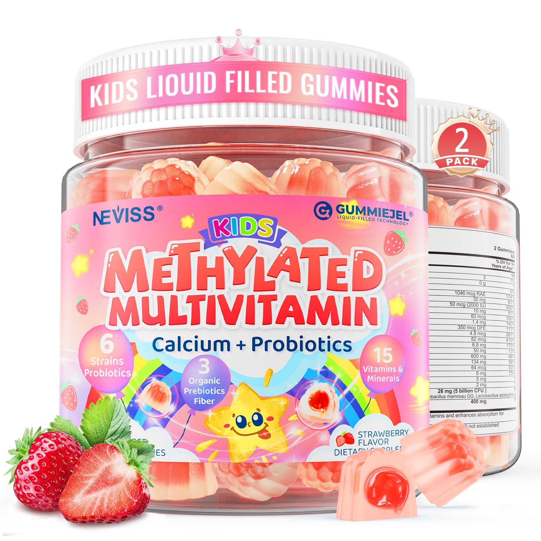 NEVISS Kids gomitas multivitamínicas 20 en 1 para bienestar diario infantil.