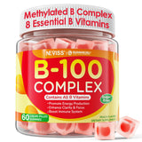 NEVISS Super Vitamin B Complex Gummies en botella, apoyo a energía diaria.