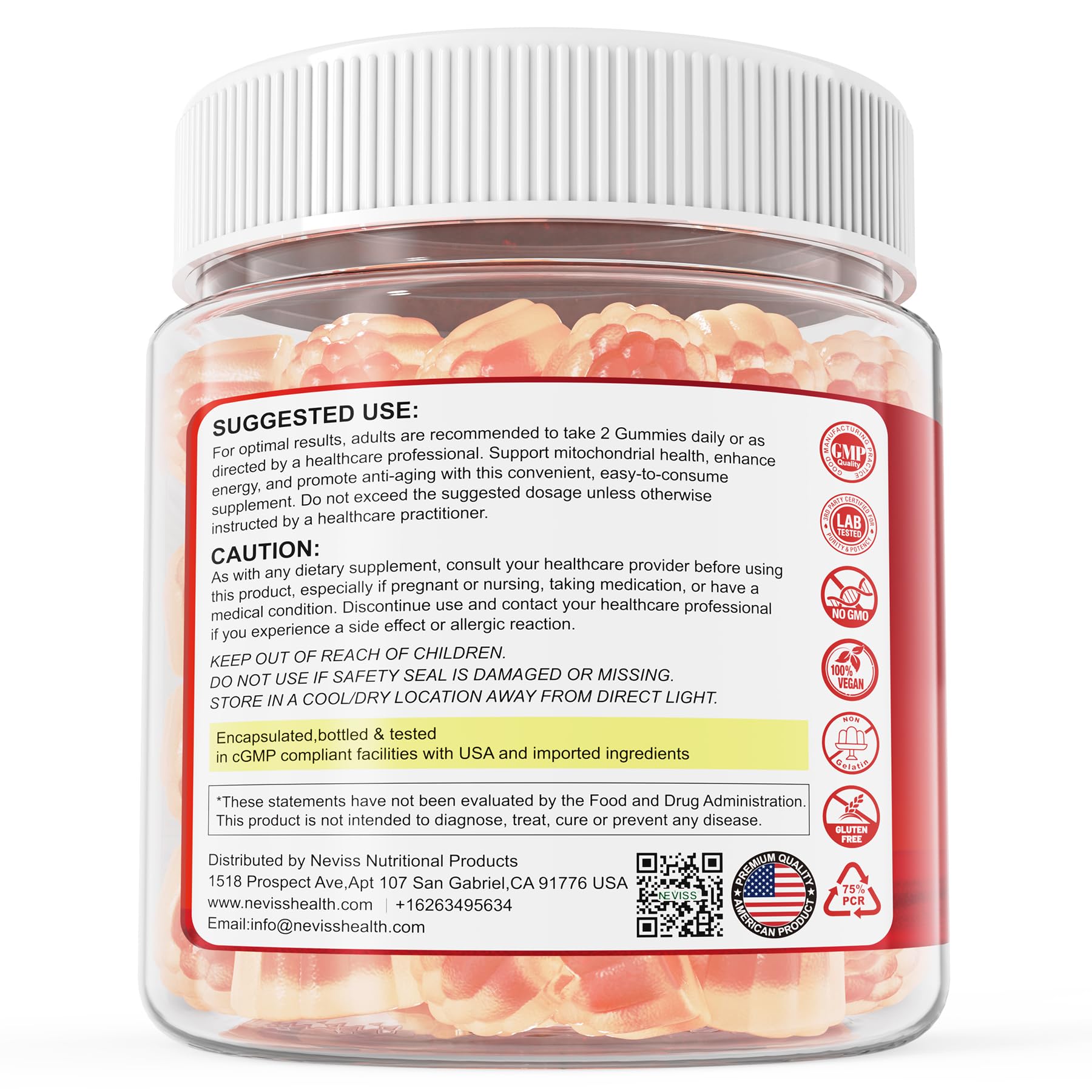Textura y sabor agradables de las gomitas NEVISS Urolitina A.