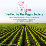 NEVISS Vegan Society certificado: empaque y nutrición vegetal confiables.