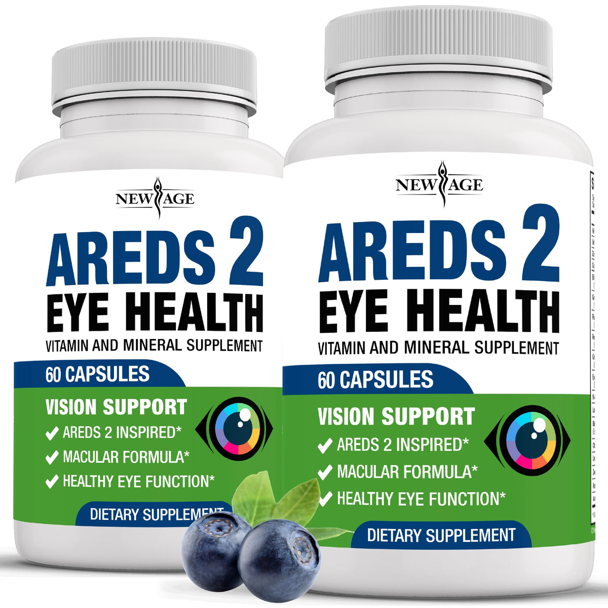New Age AREDS2 cápsulas para ojos, apoyo diario a la salud visual.