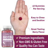 Gominolas NEW AGE Biotina, hechas en EE. UU., control de calidad visible.