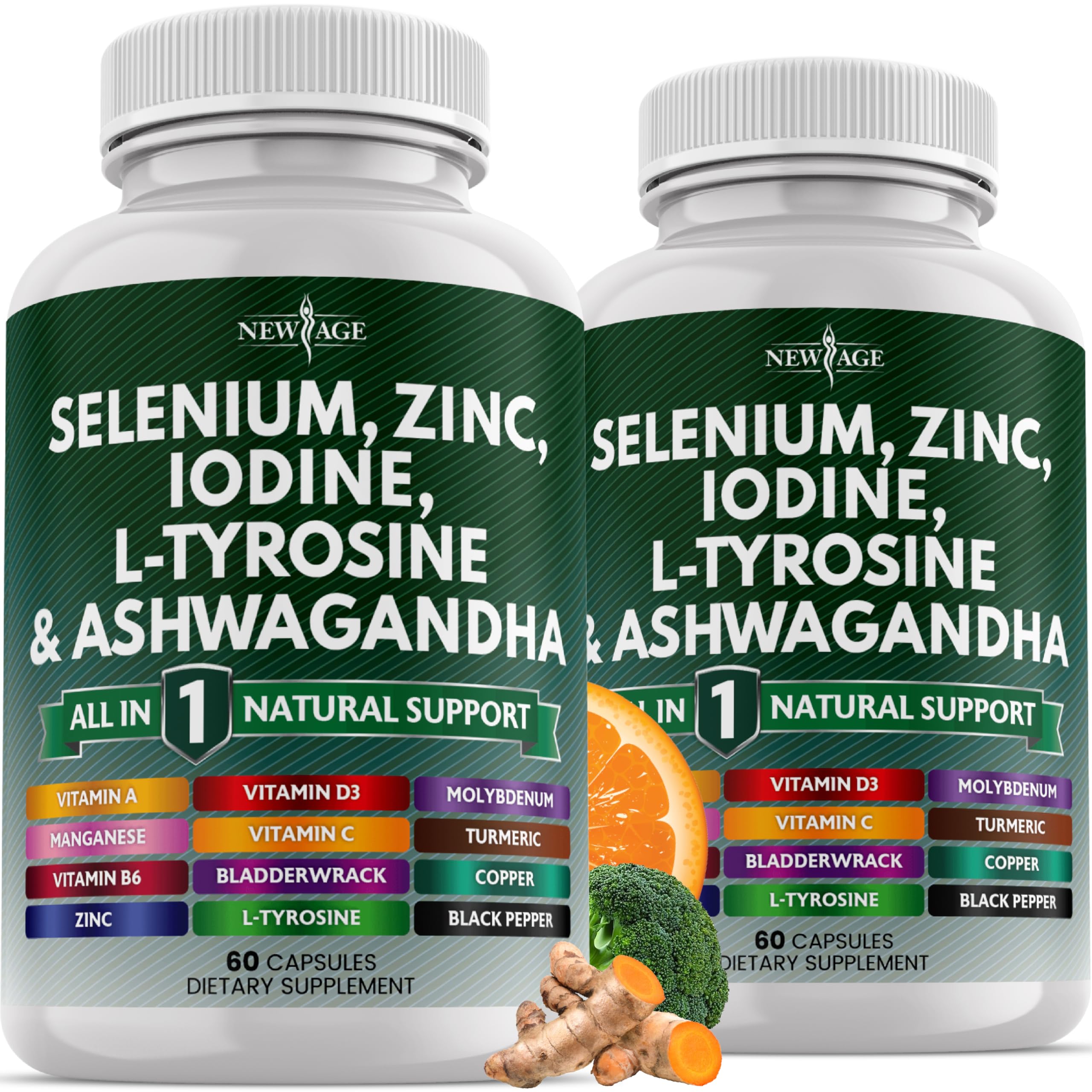 NEW AGE selenio-zinc-iodo: cápsulas para apoyar nutrientes esenciales en la dieta.