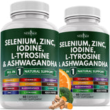 NEW AGE selenio-zinc-iodo: cápsulas para apoyar nutrientes esenciales en la dieta.