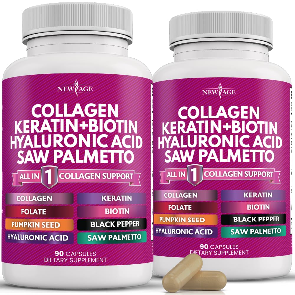 NEW AGE cápsulas de colágeno — foco en cápsulas, posible apoyo para cabello y uñas