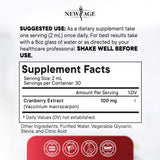 New Age Cranberry Drops etiqueta legible, información clara de ingredientes