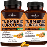 Cápsulas NEW AGE de curcuma estandarizada en frasco para rutina diaria.