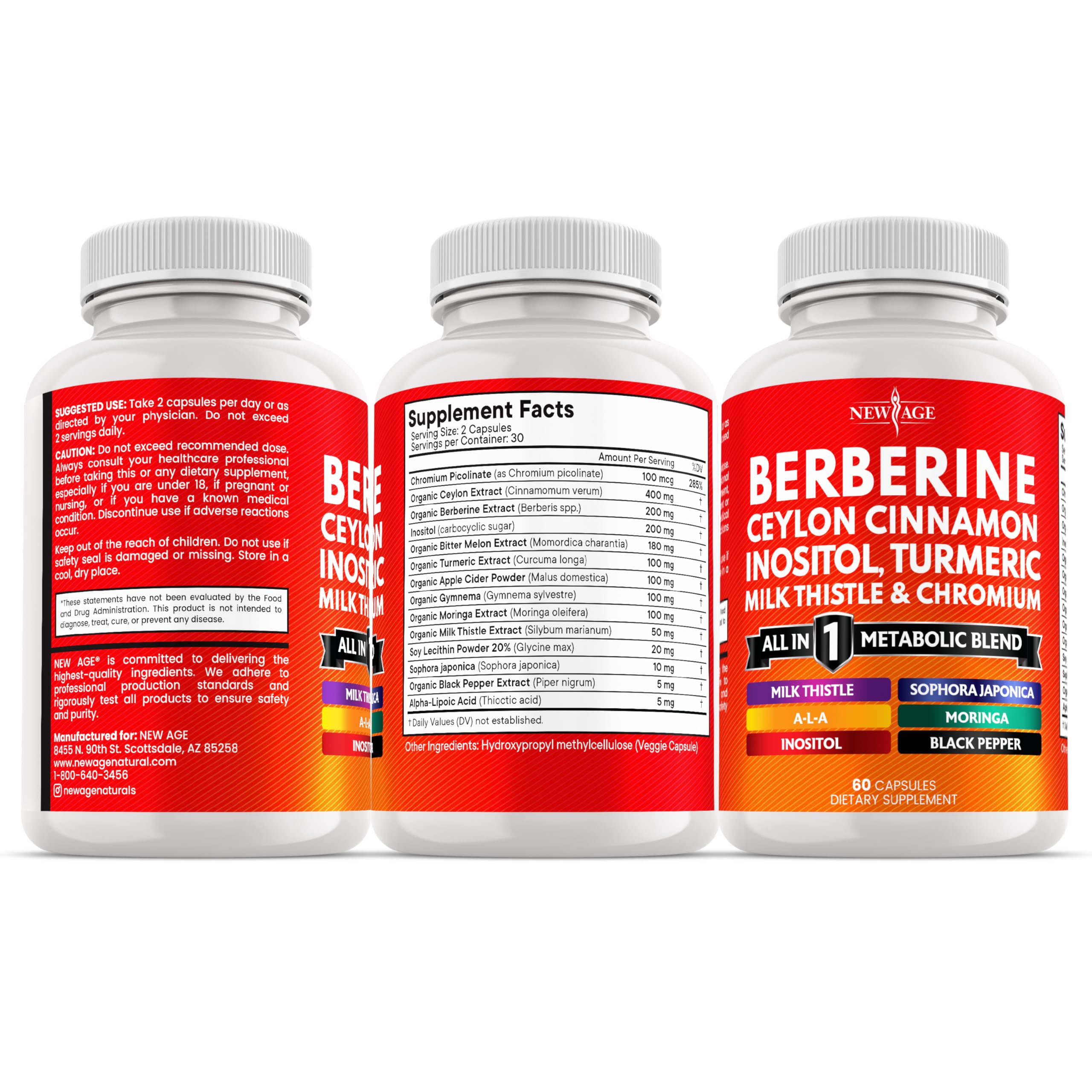 NEW AGE Curcuma e Inositol: cápsulas para bienestar general