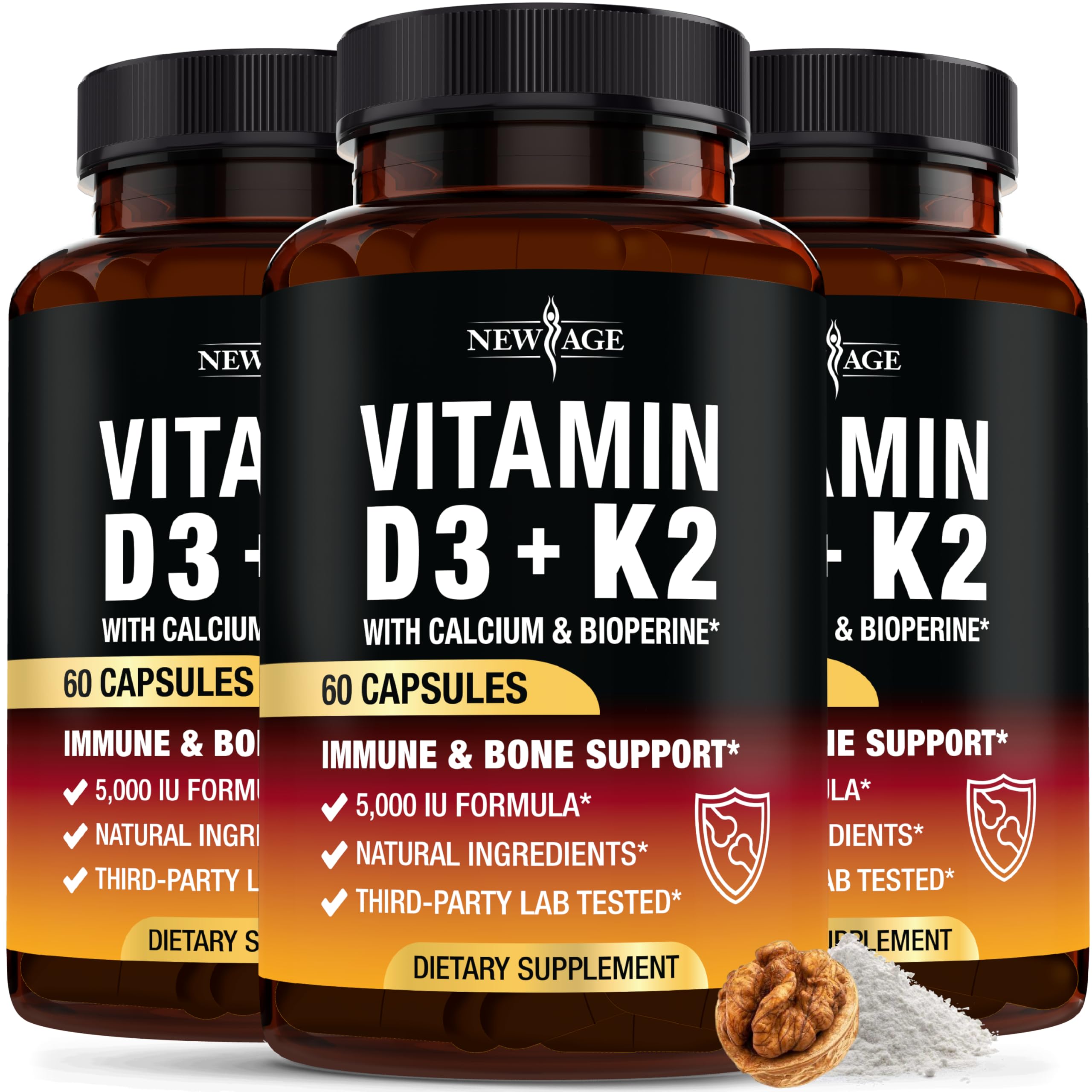 NEW AGE D3-K2 cápsulas: apoyo óseo e inmune en una dosis.