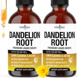 NEW AGE Dandelion Root Drops: botella vista frontal, sabor suave y apoyo hepático diario