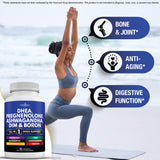 Lista de ingredientes clave de NEW AGE DHEA para equilibrio hormonal.