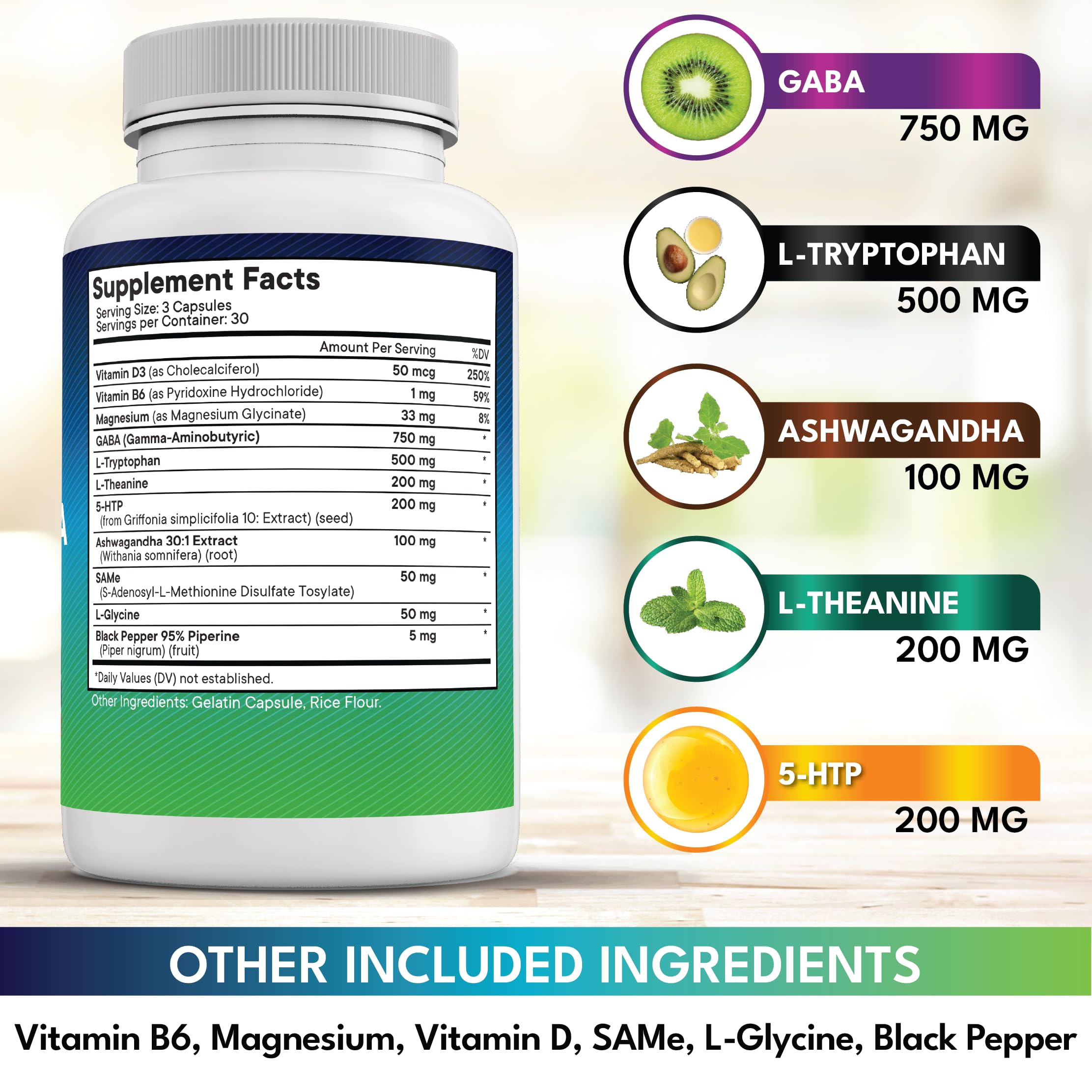NEW AGE GABA etiqueta ingredientes: lista de componentes clave.