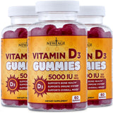 Gominolas NEW AGE vitamina D3 5000 UI en envase, fácil de usar diariamente