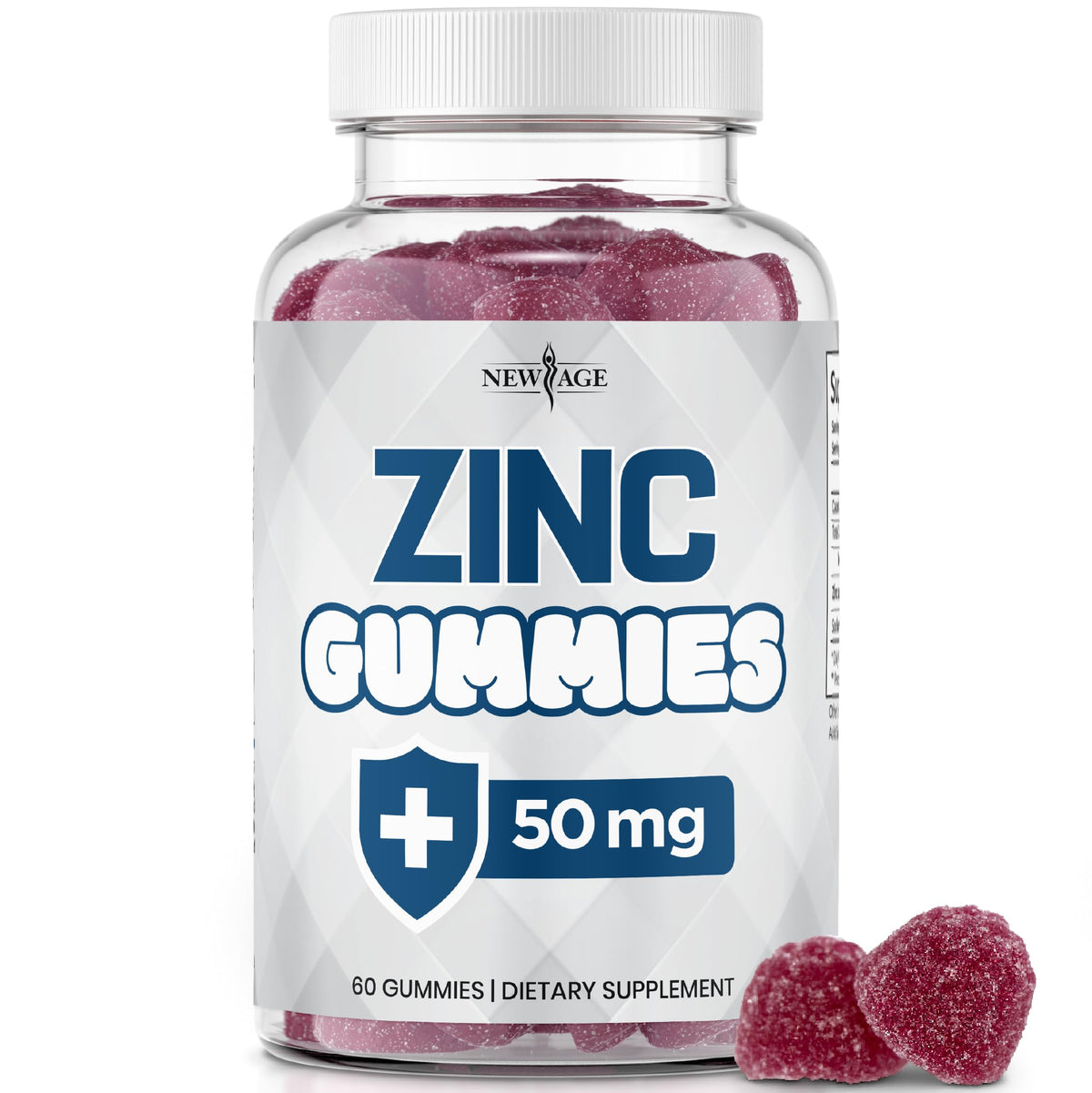 Gomitas de cinc NEW AGE en frasco para apoyar la inmunidad diaria.