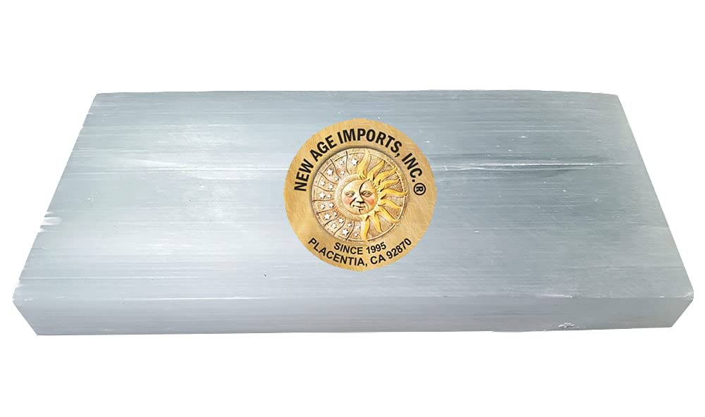 New Age Imports, Inc. placa de selenita 8x4 para limpieza energética y decoración.