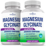 NEW AGE magnesio glicinato 500 mg botella frontal para fácil dosificación