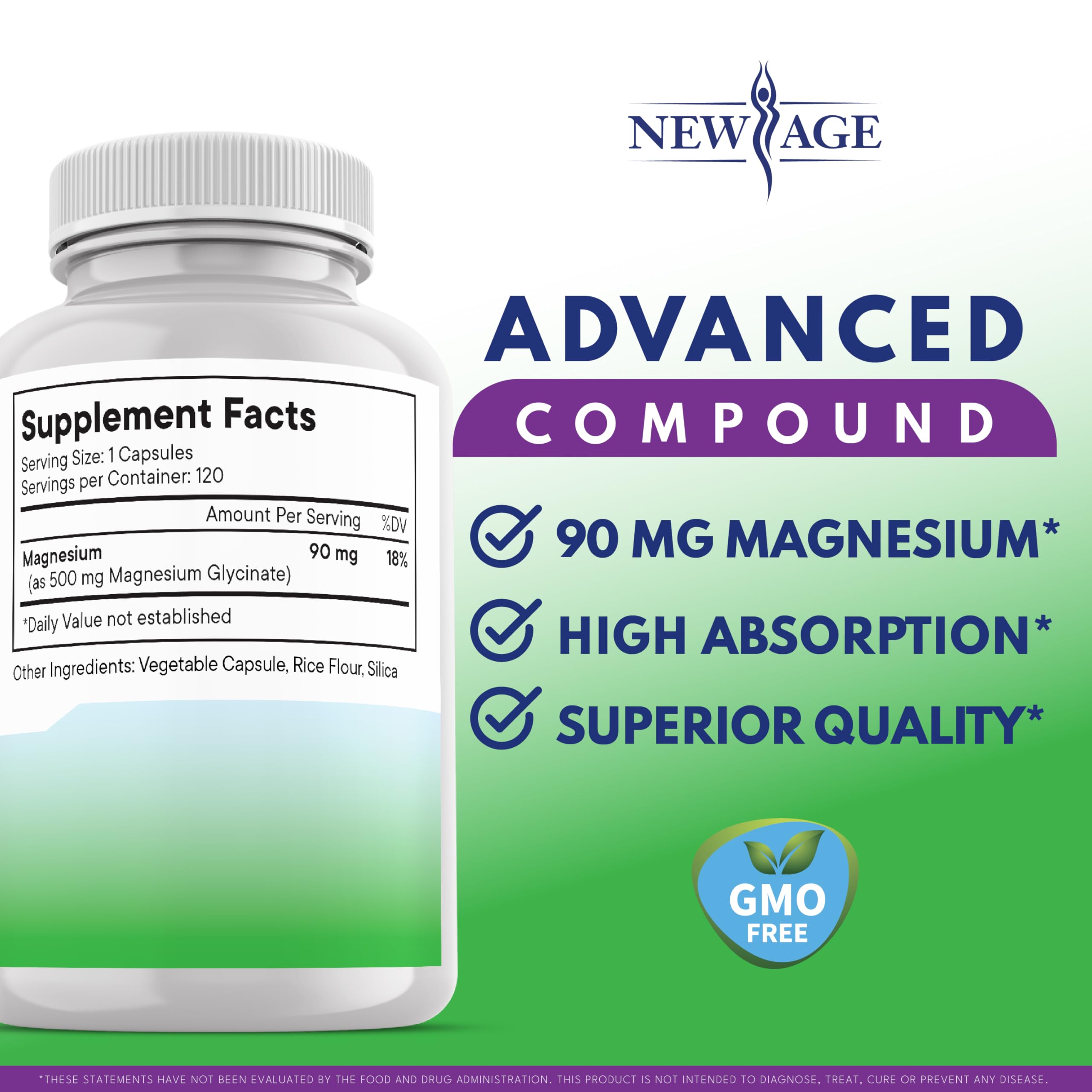 NEW AGE magnesio glicinato 500 mg dosis diaria recomendada