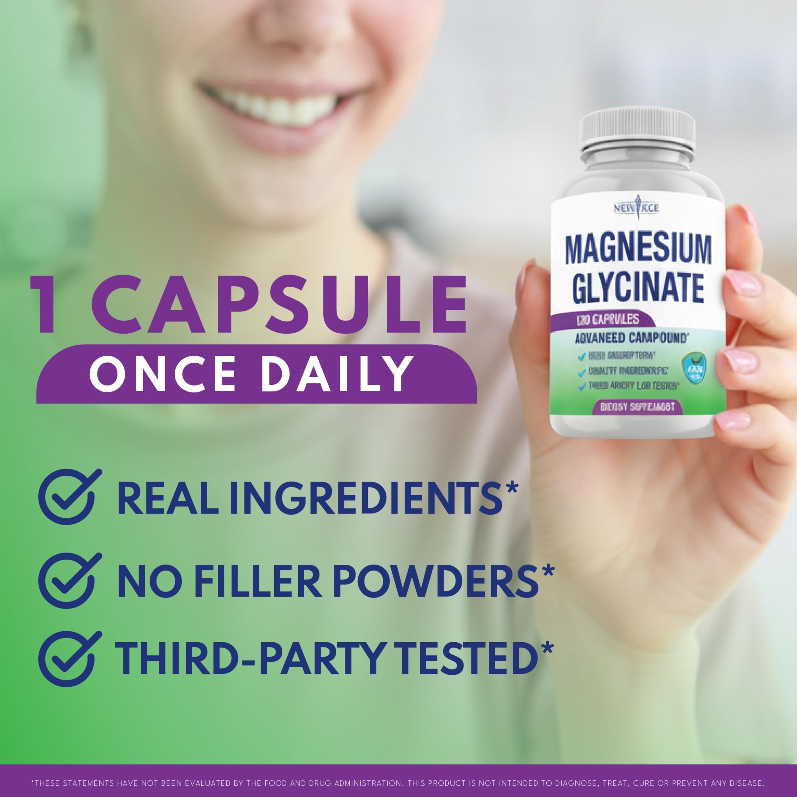 NEW AGE magnesio glicinato 500 mg etiqueta clara con información