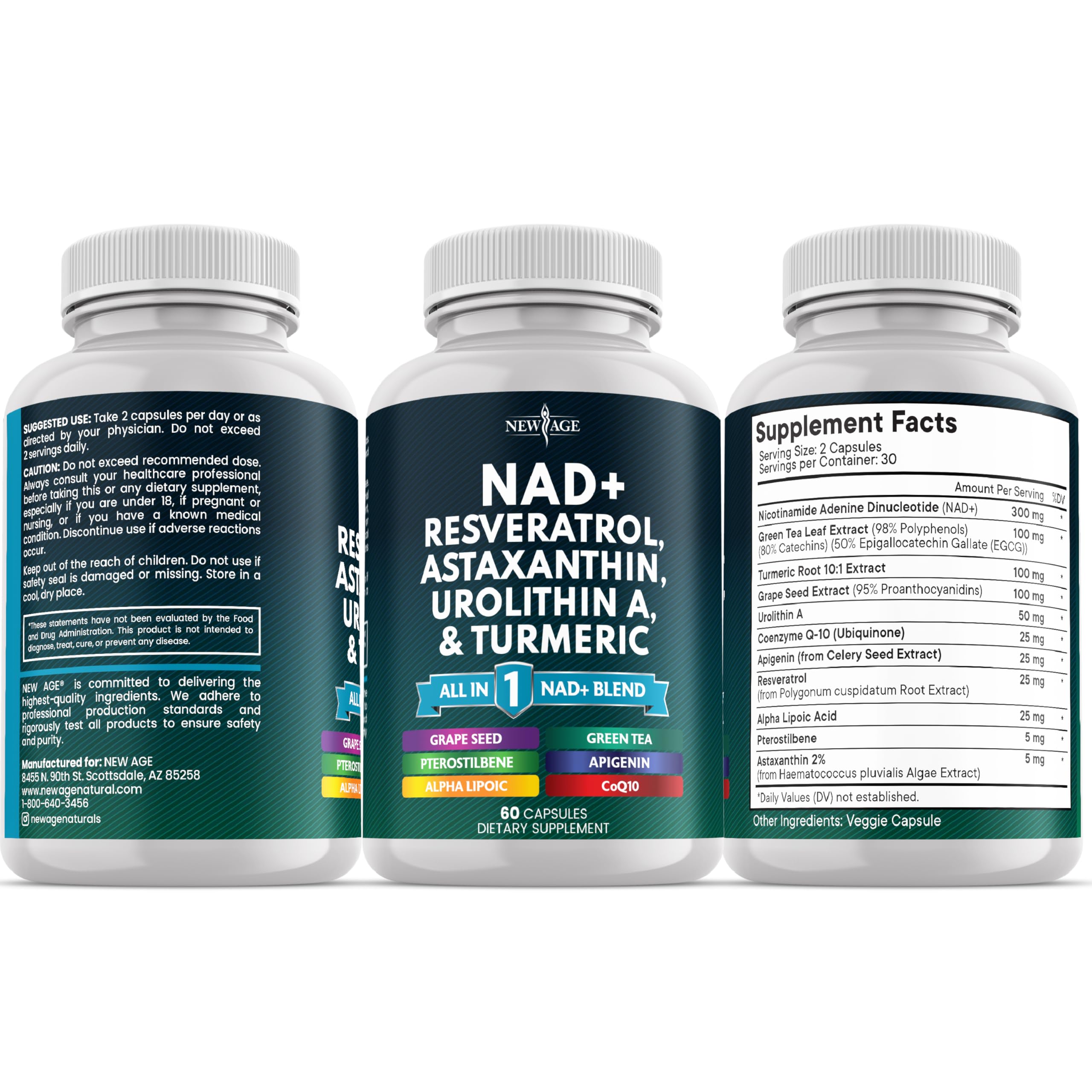 Embalaje compacto de NEW AGE NAD+, fácil de almacenar.