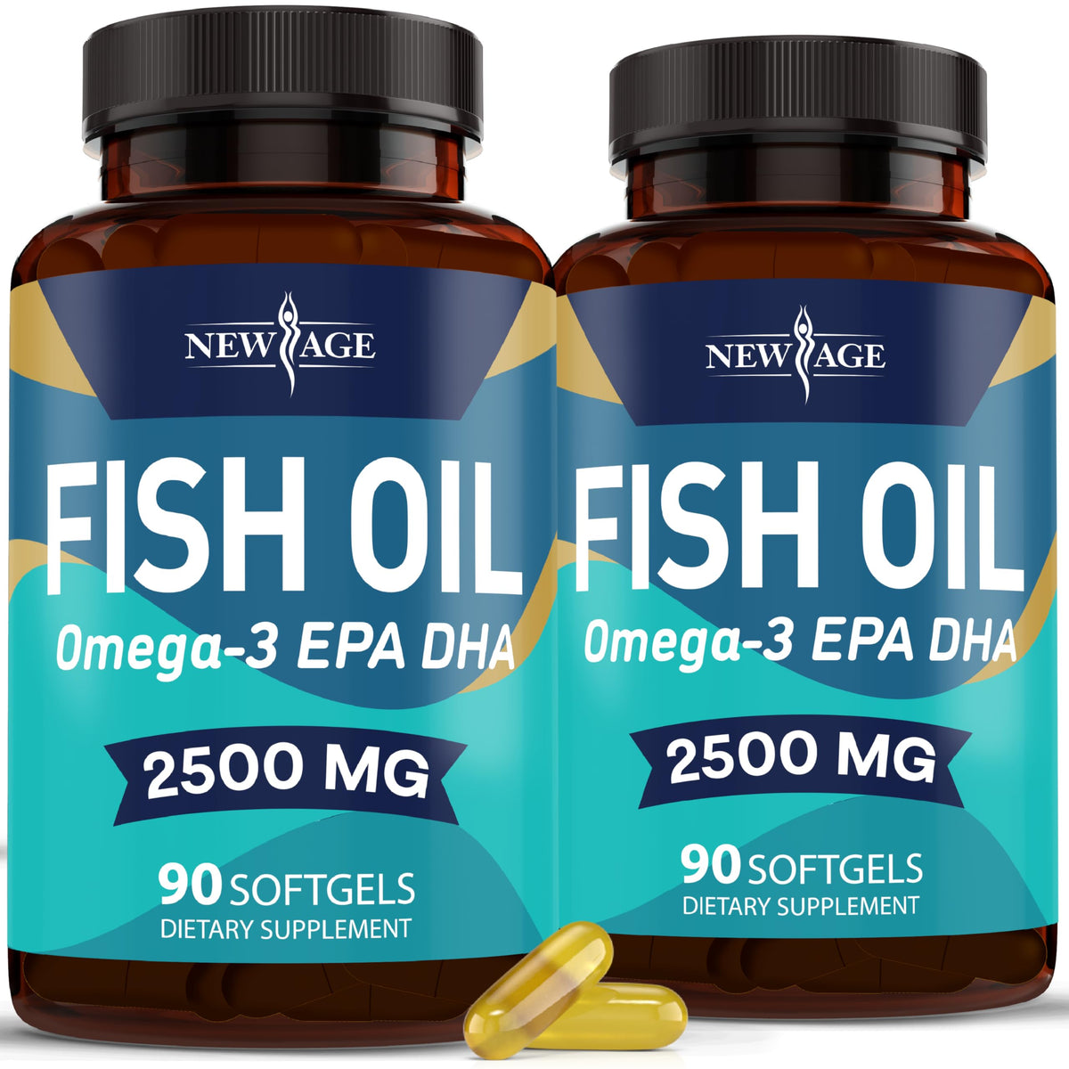 NEW AGE Omega 3: botella de capsulas para apoyo diario de salud