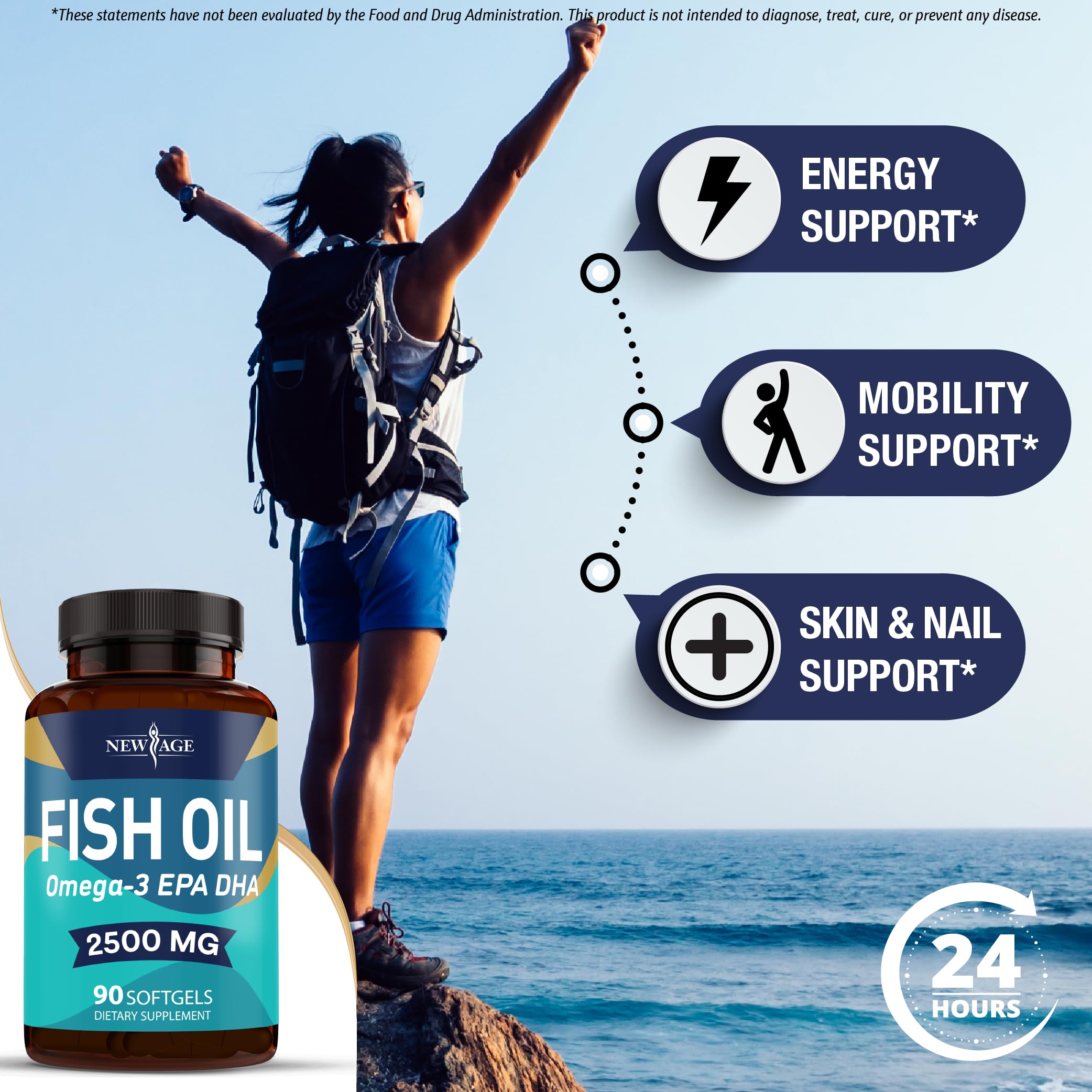 NEW AGE Omega 3: paq. de 3 botellas para suministro prolongado