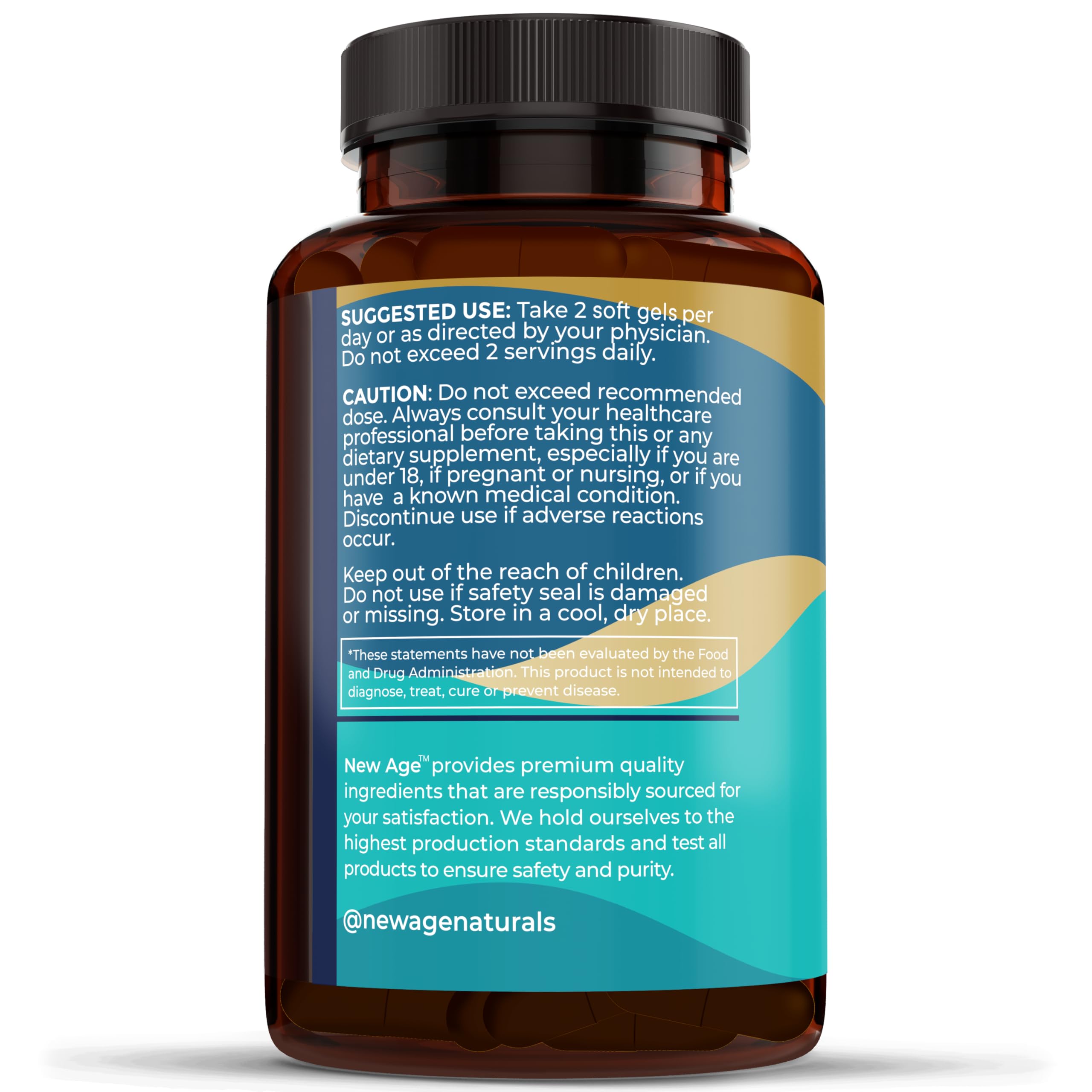 NEW AGE Omega 3: cápsulas sin sabor para ingesta diaria sin molestias