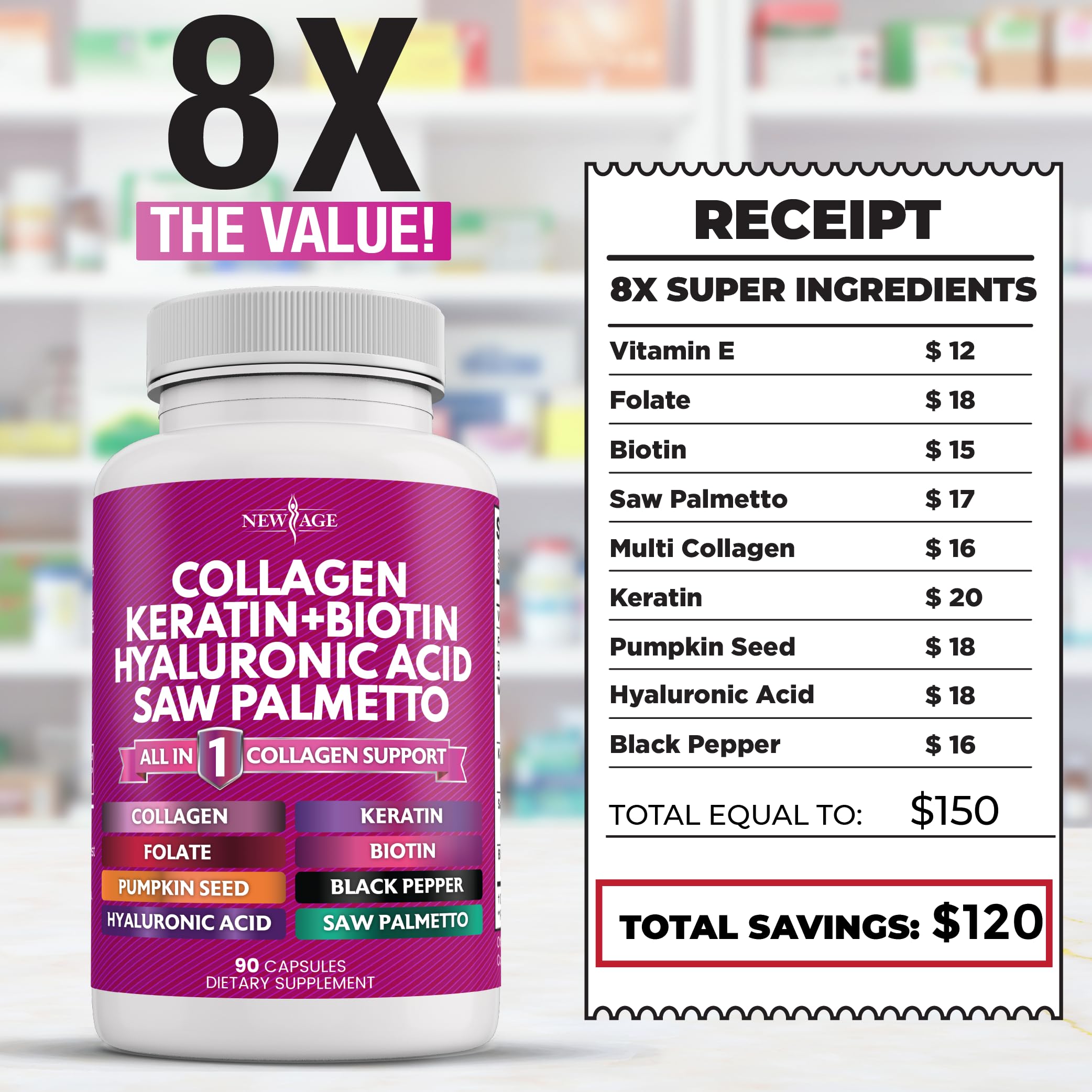 NEW AGE palma enana americana — foco en salud capilar