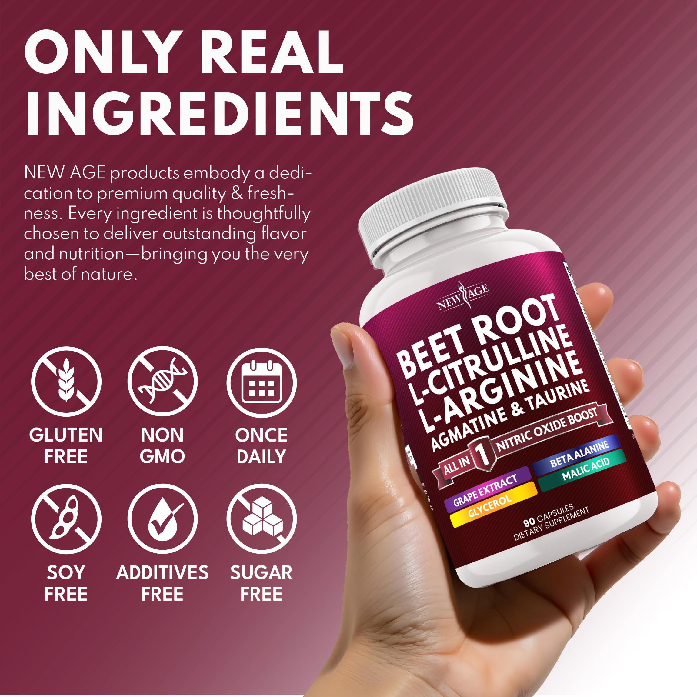 NEW AGE Remolacha cápsulas: ingredientes naturales para apoyo de energía.
