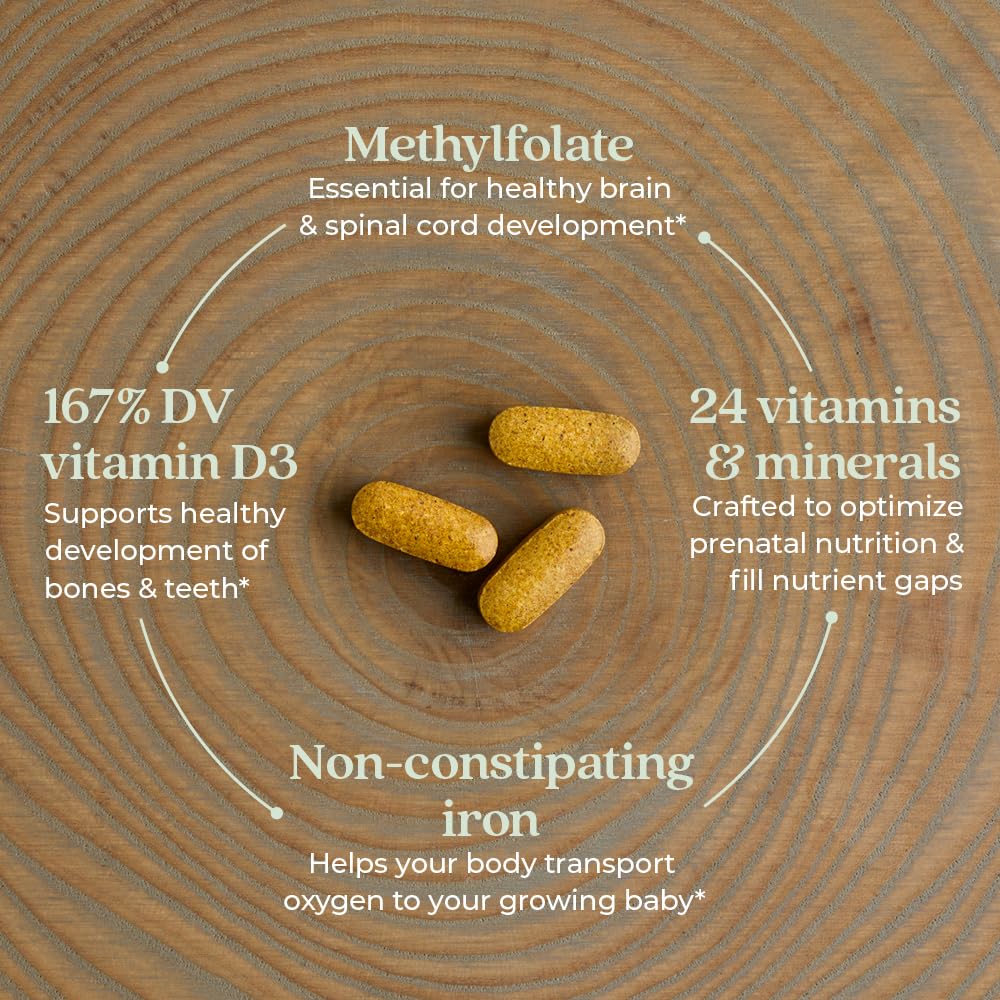 New Chapter Advanced Prenatal organic vegetables and herbs label for clean nutrition.