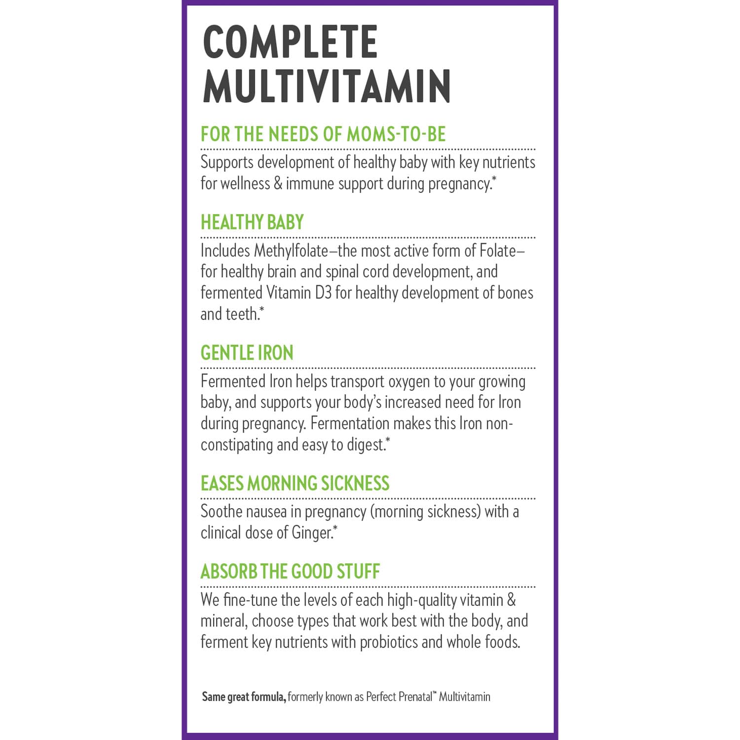 New Chapter Advanced Prenatal vitamins in hand illustrating ease of use.