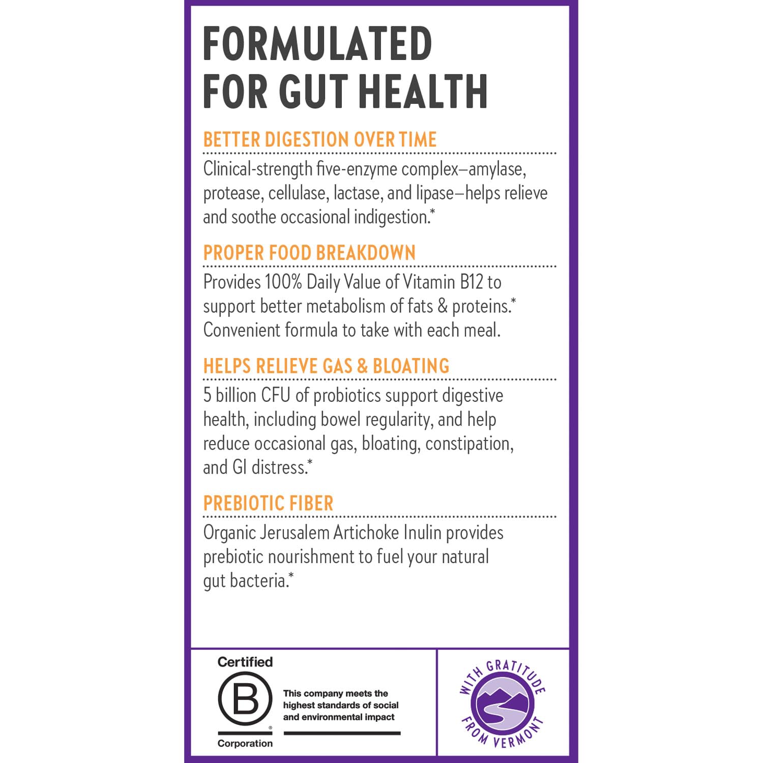 New Chapter All-Flora Enzyme Complex, calidad probióticos: sin gluten, vegano y sin sabores artificiales.