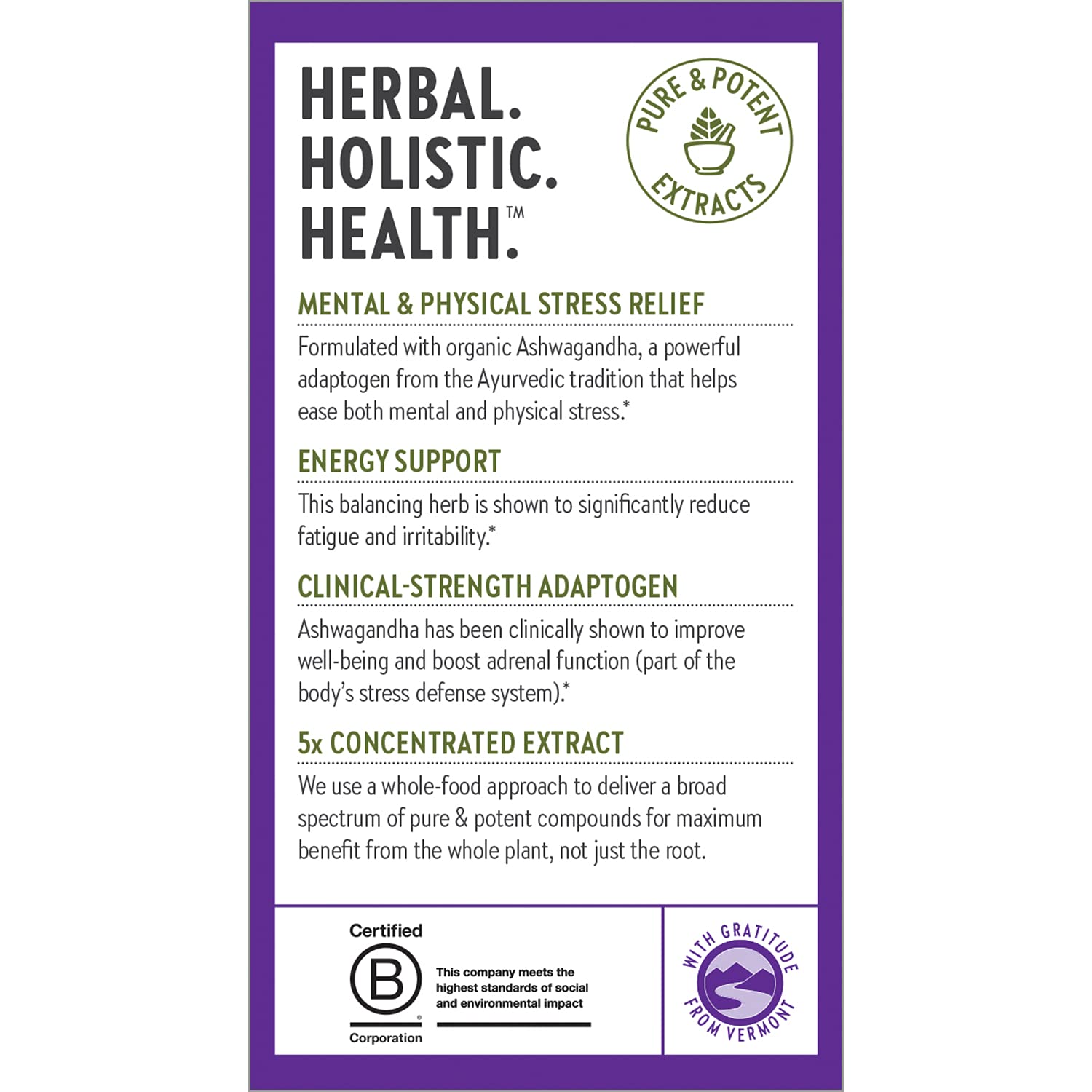 New Chapter Ashwagandha Force: origen sostenible de la planta para compra responsable