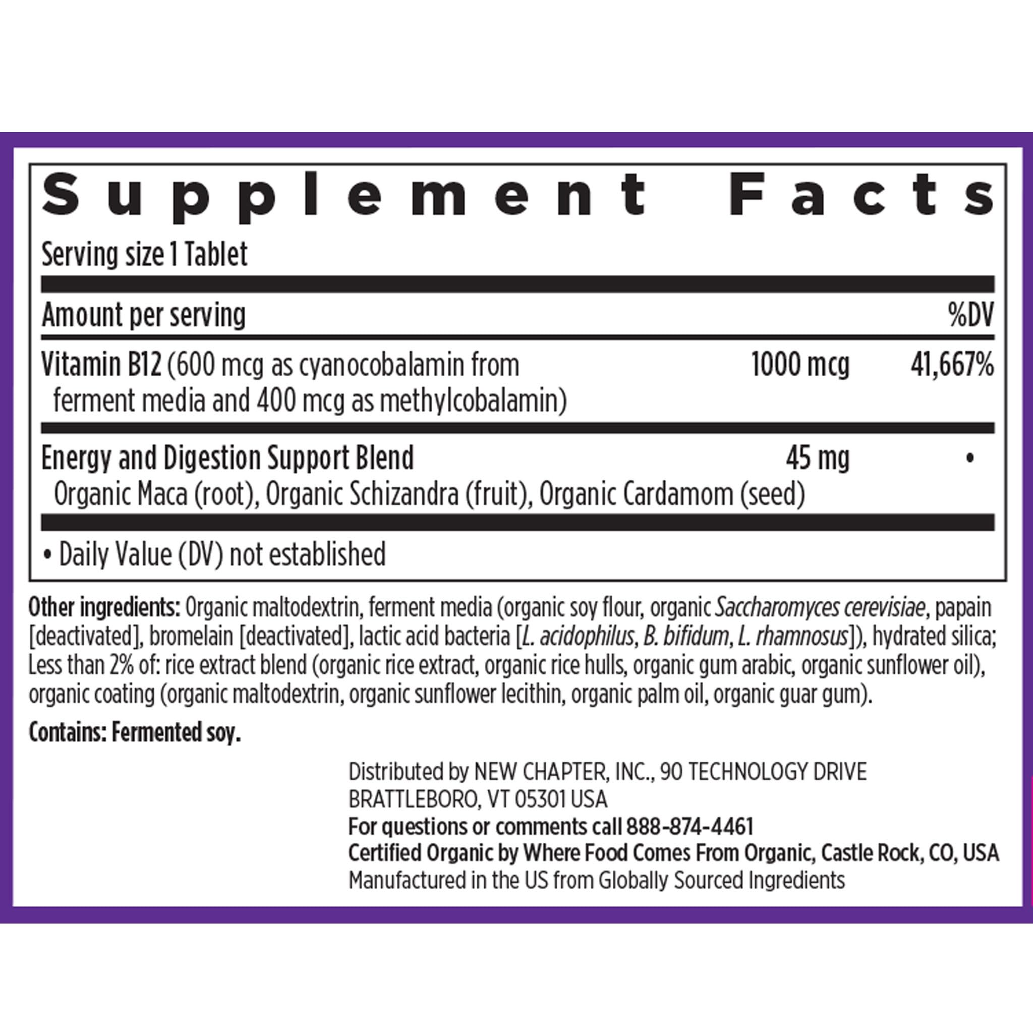 New Chapter B12 1000mcg maca y B12: opción vegana