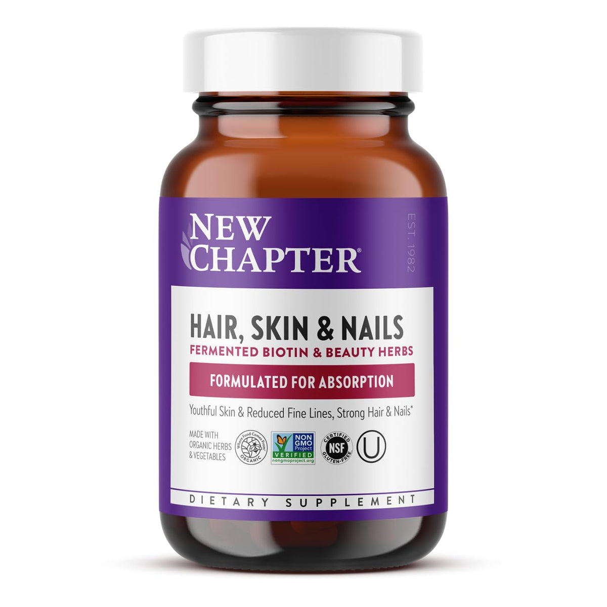 New Chapter botellas con cápsulas fermentadas para cabello, piel y uñas