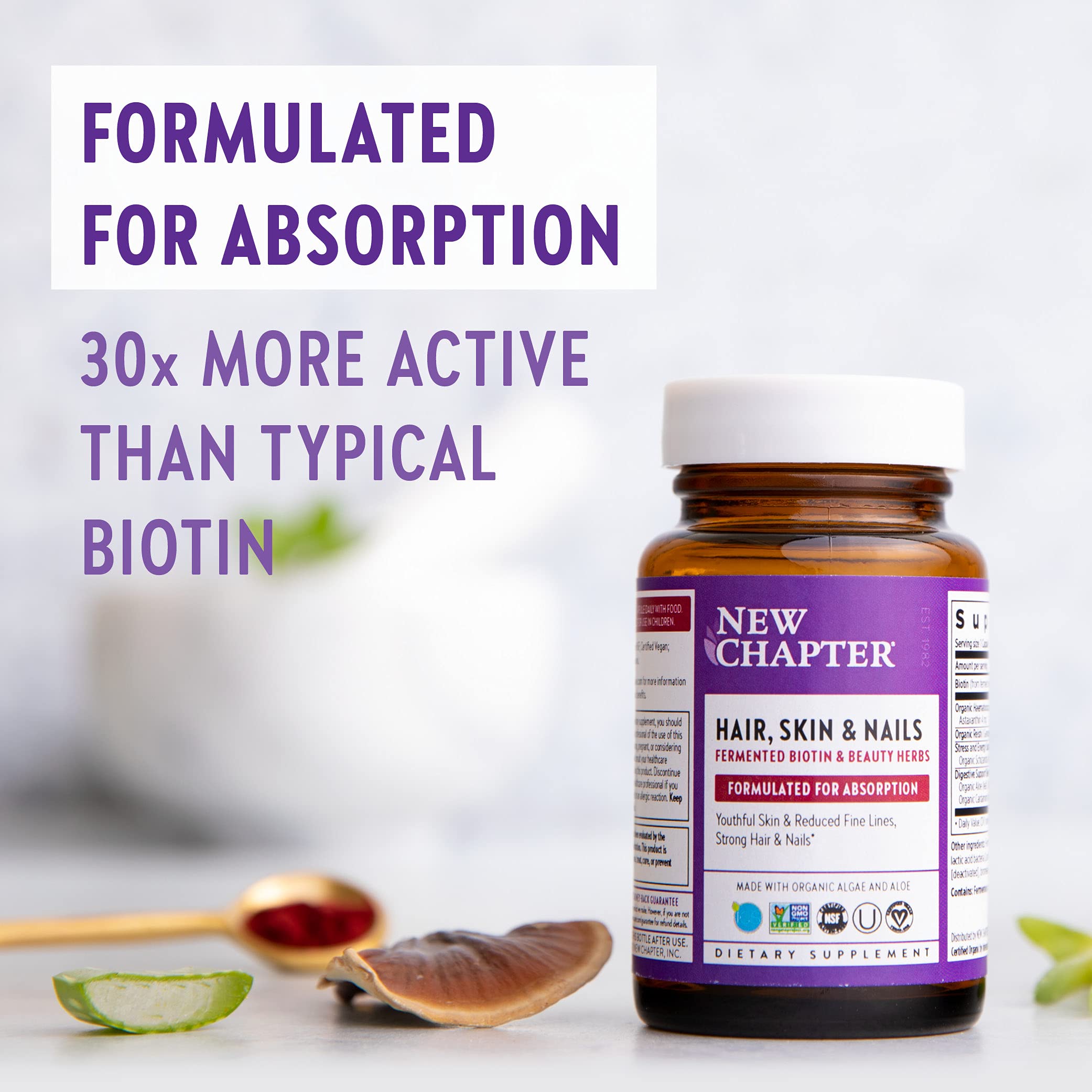 New Chapter etiqueta vegana certificada indica producto limpio